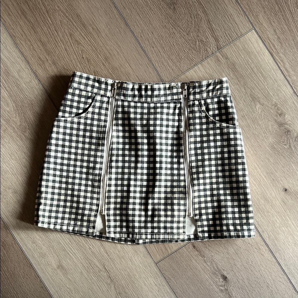 Reformation Gingham Black and White Mini Skirt